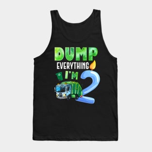 Recycling Trash 2 Years Old Garbage Truck 2nd Birthday Kids Tank Top